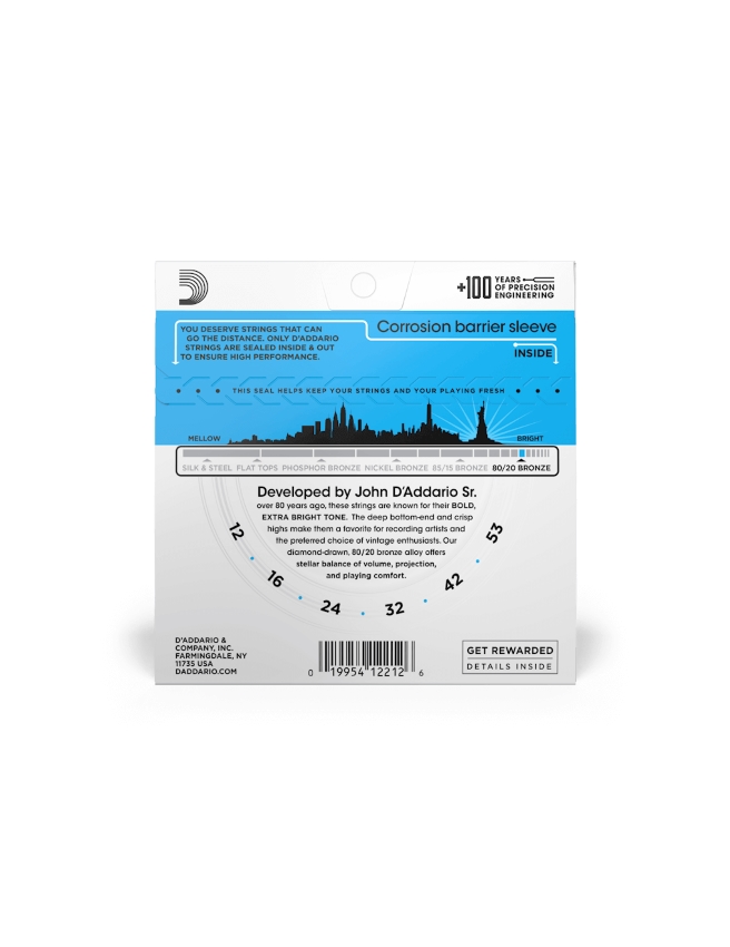 ENCORDOAMENTO D ADDARIO GUITARRA ACUSTICA BRONZE 12/53 - Image 3