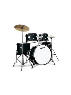 BATERIA ASHTON ACUSTICA JUNIOR KIT 5 PEÇAS C/PRATOS PRETA